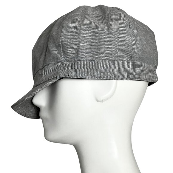 Vintage Y2K Grey 3D Flower Newsboy Cap Hat 100% Cotton D&Y Elastafit Stretch - Picture 8 of 9